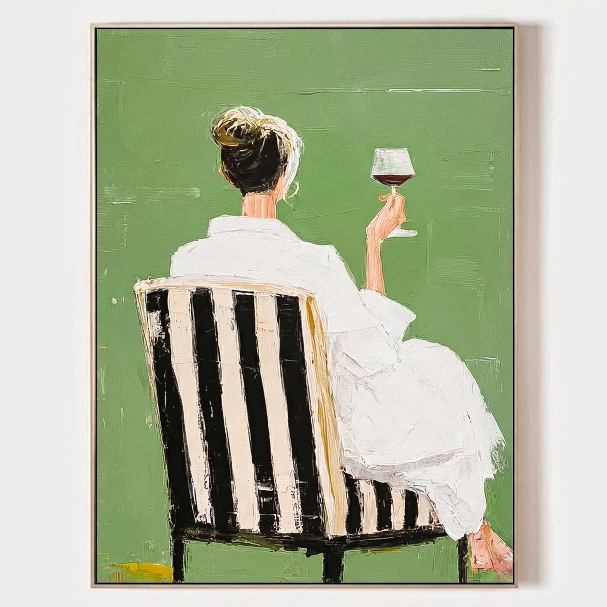 Sage Green & White Fashion Portrait Painting KS0162 - Viral Wall Art